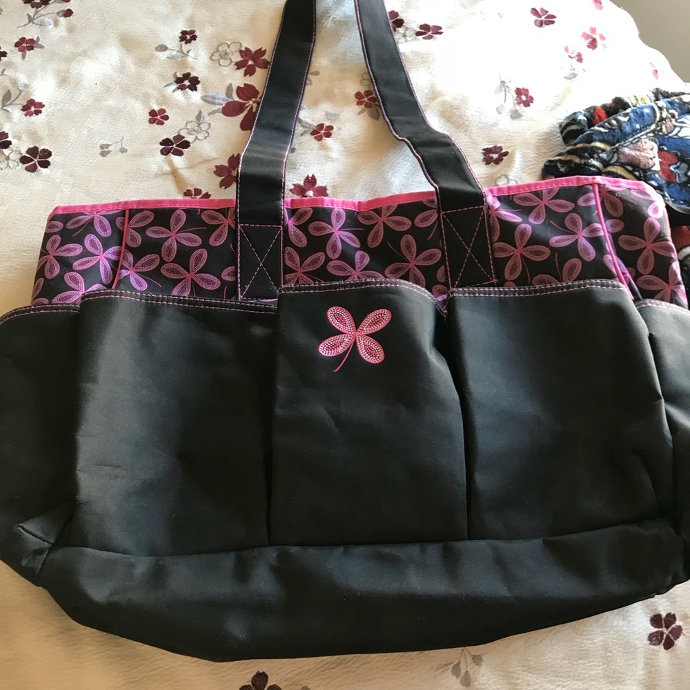 Baby bag pink flower embroidered